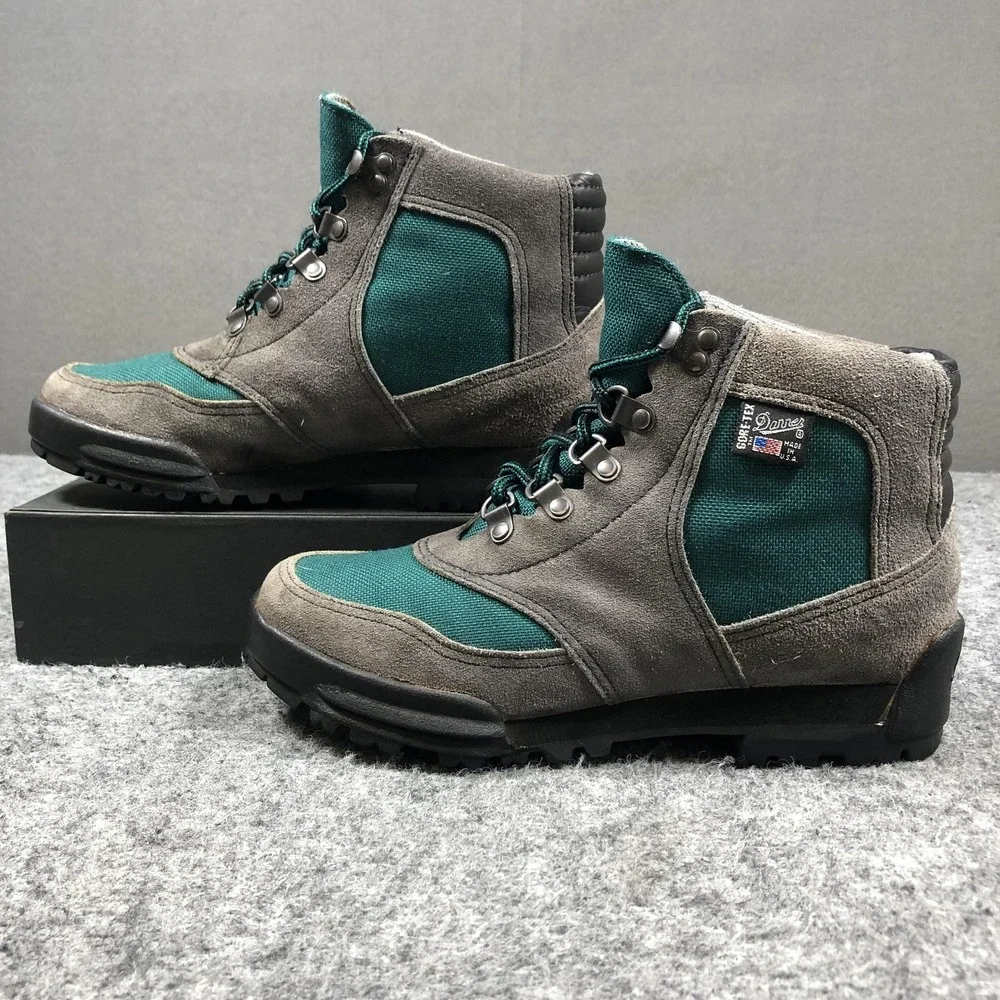 Vintage Danner Cross Hiker Boots Womens 8W Green Suede Gore-Tex USA 1990